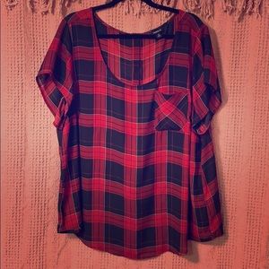Red Plaid Short Sleeve Torrid Blouse
